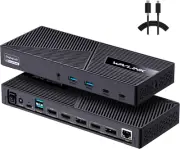 Triple Display Universal USB C Docking Station with 100W PD, 1X4K HDMI, 2X2K HDM