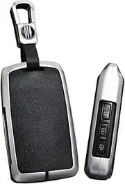Smart Intelligent Car Key Case Keyring Key Covers Zinc Alloy Leather fit for Mazda 3 6 Alexa CX-4 CX-5 CX-8 CX-30 CX-9 2019-2020 Key Shell 3 Buttons Key Fob Holder Case Keychain Silvery-black