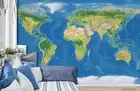 3D Blue World Map Wallpaper Wall Murals Removable Wallpaper 277