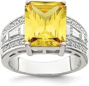 [Diamond2Deal] Women's 925 Sterling Silver Yellow Cubic Zirconia Ring Size 6