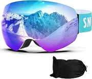 LAVOLLY Ski Goggles Snowboard Goggles Adult, 100% UV Protection Anti-Fog Snow Goggles