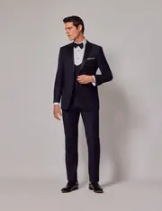 Hawes & Curtis Navy Wool 3 Piece Slim Fit Dinner Suit Size: One Size