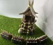 Orcish Watchtower and Barricades for Tabletop Wargaming/Roleplaying - Colored