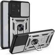 case For Xiaomi Mix 4 Slide Camera Lens Protection and Built in 360 Rotatable Ring Holder - Silver