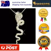 Snake Necklace With Shimmering Aurora Borealis Crystals set in White Gold Plate