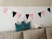 Party Decorations 5 Meters Black Gold Paper Flags Banner Paper Garland Pennant for New Year Wedding Baby Shower Birthday Garden Tent Decorations (Color : Black White Pink, Size : 5M 18 Flags)