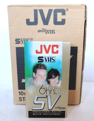 FACTORY SEALED, 10 Pack box JVC S-VHS ST-120 SV SUPER SVHS Cassette Tapes 6 Hrs