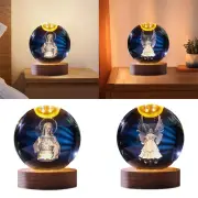 Clear Ball Night Light with Wooden Base for Study Room Desktop Birthday Gift