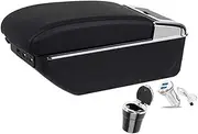 YLOXFW Car Armrest Center Console Storage Box for MG ZS New Leather Organizer Box Double-Layer Seat Central Arm Rest Box with 7 USB Mobile Phone Cup Holder,free Ashtray,Black