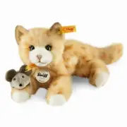 New Steiff Stuffed Mimi Orange Blonde Tabby Cat & Gray Mouse Plush Toy 099434