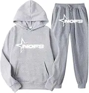 [Generisch] NOFS Jogging Suit, Streetwear Tracksuit for Men, NOFS Tracksuit, Letter Print, Loose Hoodies and Jogging Bottoms, Y2K Tracksuit, Essentials Unisex Pullover, Tech Fleece Suit, gray, XX-Large