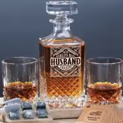 PONPUR Gifts for Men Him Husband , Whiskey Decanter Set with 2 Whisky Glasses