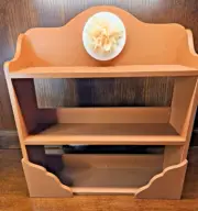 Redone Burnt Sienna Wooden Hanging Wall Shelf w/ Floral Accent 16" High
