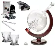 50 Oz 'Ship' Handmade Whisky Etched Globe Decanter Mega Set with Diamond Glasses