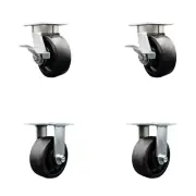 5 Inch Kingpinless Glass Filled Nylon Wheel Swivel Caster Set 2 Swivel 2 Rigid