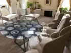 24" Gray Agate Coffee Table Top Console Hotel Desk Luxury Balcony Furnture Decor