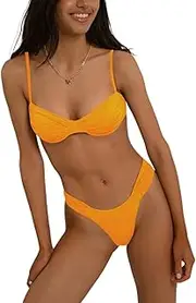 [Generic] Bikini Sets for Women Two Piece Swimsuit Spaghetti Straps Bathing Suit High Waisted Bikini Adjustable Swim Suit