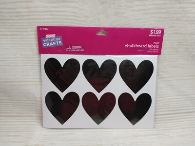 New! 24 Heart Chalkboard Label Stickers Valentine's Love Crafts Kitchen Hearts