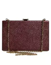 Dolce&Gabbana Women Maroon Crossbody Bag Leather Brass Chain Strap Small Clutch