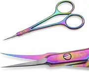 Professional Cuticle Scissors with Curved Titanium Blade - High Precision Nail Trimmer for Dry Skin & Hangnails, Ergonomic Non-Slip Handle for Eyebrow & Eyelash Grooming, Home & Salon Use