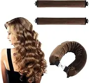 3PCS Heatless Curlers,Heatless Curlers Headband,Hair Curlers No Heat,Overnight Blowout Flexi Rods for Hair,Soft Velvet Heated Rollers for Medium Length/Long Hair