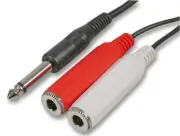 PRO SIGNAL - 6.35mm (1/4") Mono Jack Plug to Twin Sockets Lead, 2m Black