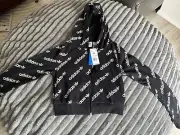 Adidas Women’s Cropped Top Black Hoodie Zip Up XS