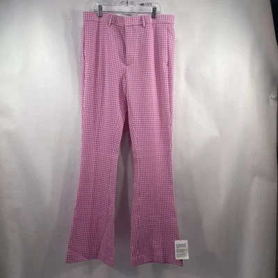 ASOS Womens Pink White Check Flare Pants 32x34