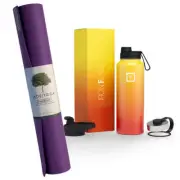 Jade Yoga Harmony Mat - Purple & Iron Flask Wide Mouth Bottle with Spout Lid,