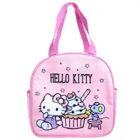 在飛比找momo購物網優惠-【小禮堂】HELLO KITTY 尼龍手提保冷便當袋 - 粉