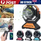 20000mAh USB Camping Fan Auto Oscillating Desk Fan LED Light Red Camping AU