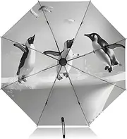 [PDZRMY] UV Protection Travel Umbrella Peiguin Jump Bathtub Compact for Rain and Sun - Auto Open and Close UPF 50+ Windproof Portable 46” Sun Umbrella for Women and Men