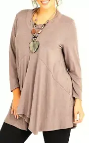 TS TAKING SHAPE plus sz XL / 24 Bamboo Marle Fusion Top soft stretch L/S top NWT