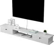 Floating TV Stand Wall Mounted Floating TV Cabinet Storage Shelf Unit Entertainment Center Cabinet Component Audio/Video Console Cable Box Router Holder (Color: Gray Size: 140x22x19cm)