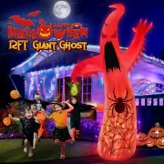 12 Ft Halloween Inflatable Ghost Spider with Built-In Color-Changing LED Lights
