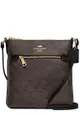 Coach Mini Rowan File Bag In Signature Canvas in Brown/ Black CF340