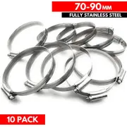 70-90mm - German Type 304 Hose Clamp - Fully Stainless Steel (10 Pieces)
