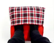 Rice-flax seed foot/hand warmer, rice bag, heat pad, Foot Warmer, Red Gray Plaid