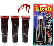 Fake Blood Set, 85 Ml Coagulated Gel Blood, Realistic Horror Fake Blood, Halloween Trick Fake Blood, Halloween Washable Fake Blood Makeup for Clothes, Zombie, Vampire Cosplay & Dress Up