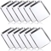 12 Pcs Baking Sheet Stainless Steel Cookie Small Metal Pans Professional