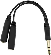 eMagTech 6.35mm Jack Splitter Cable - 1/4 Inch Stereo Plug to Dual Stereo Jack Y Splitter for Microphone, Headphone, AV Receiver