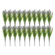 20Pcs Artificial Grass Plants, 14.6" Plastic Fake Lavender Greenery, Purple
