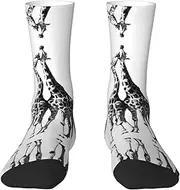 [JEJEA] African Giraffe print Socks For Men and Women Men's Moisture Control Crew Socks Gifts For Golf, Hunting, Camping