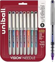 uni-ball 1734916 Vision Needle Roller Ball Stick Liquid Pen Assorted Ink Fine 8/Set