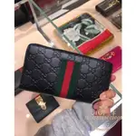 正品二手 GUCCI 古馳 PVC 拼綠紅綠ㄇ字拉鍊長夾 皮夾 408831