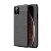 2PCS Shockproof Case for iPhone 12 Leather Texture Soft Silicone Phone Back Cover for iPhone 12 - Blue for iPhone 12