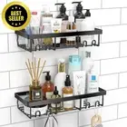 Shower Caddy Shelf Organizer Rack, Self Adhesive Black Bathroom Shelves Basket