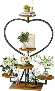 medla Indoor Plant Stand: Metal Wood Flower Stand 5 Tiered Plant Holder Corner Plants Shelf for Living Room Bedroom Balcony Patio