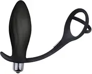 Cock Ring Vibrator Anal Plug Butt Penis Ring Anal Plug Sex Toys 10 Speed Silicone Prostate Massager Anal Plug Vibrator with Penis Cock Ring for Men Male Gay Sex Toy P-Spot