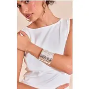 Silver Hammered Symmetrical Cuff, Silver